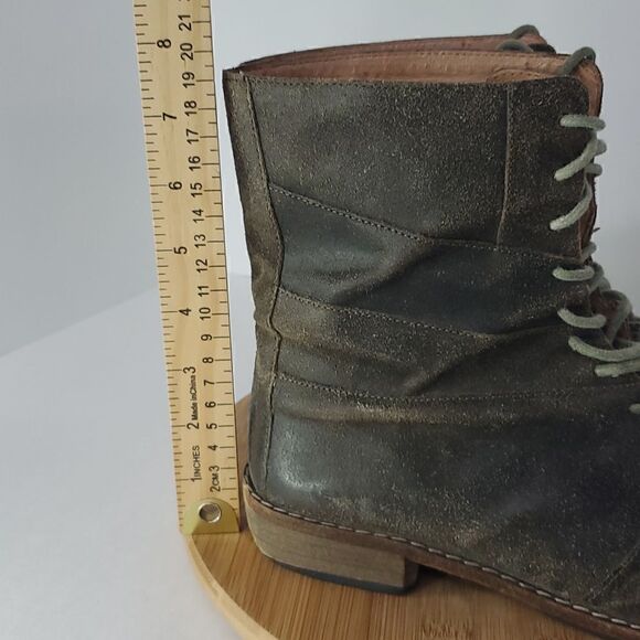 Modern Vintage Women's Leather Slouchy Combat Boots Opal Moss Brown Size 39.5 - Picture 13 of 13